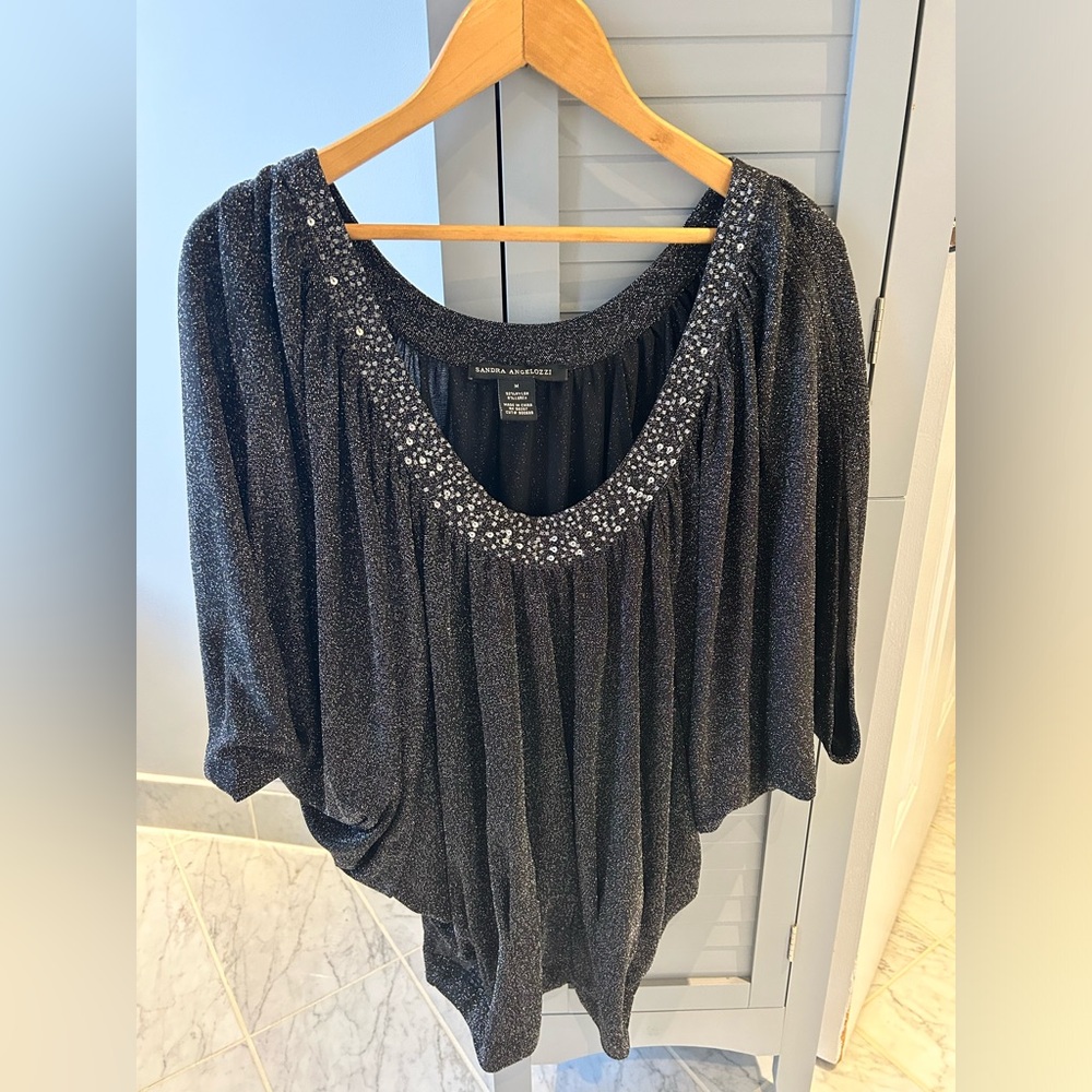 SANDRA ANGELOZZI drape metalic top Medium